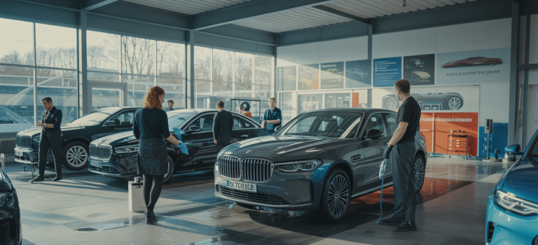 Comment se former au detailing professionnel en 2025 : pourquoi un centre certifié comme FD Formation Detailing fait la différence Centre de formation professionnel en detailing automobile à Trappes dans les Yvelines, avec formateurs et apprenants en session pratique sur véhicule réel dans atelier moderne